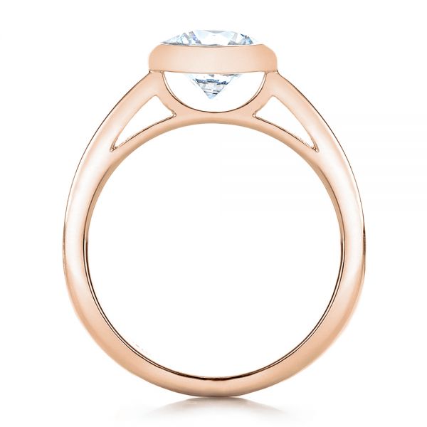 14k Rose Gold 14k Rose Gold Custom Bezel Set Solitaire Diamond Engagement Ring - Front View -  1265