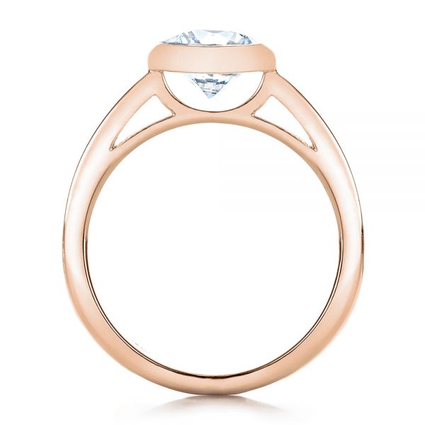 14k Rose Gold 14k Rose Gold Custom Bezel Set Solitaire Diamond Engagement Ring - Front View - 1265