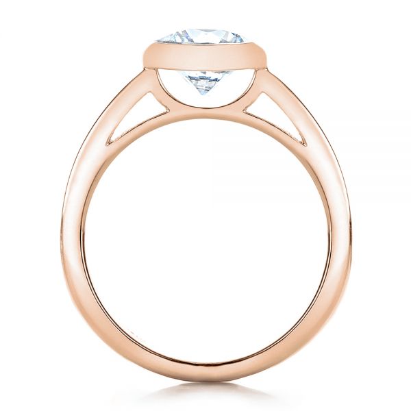 Bezel Set Diamond Solitaire Drop Earrings 18K Rose Gold