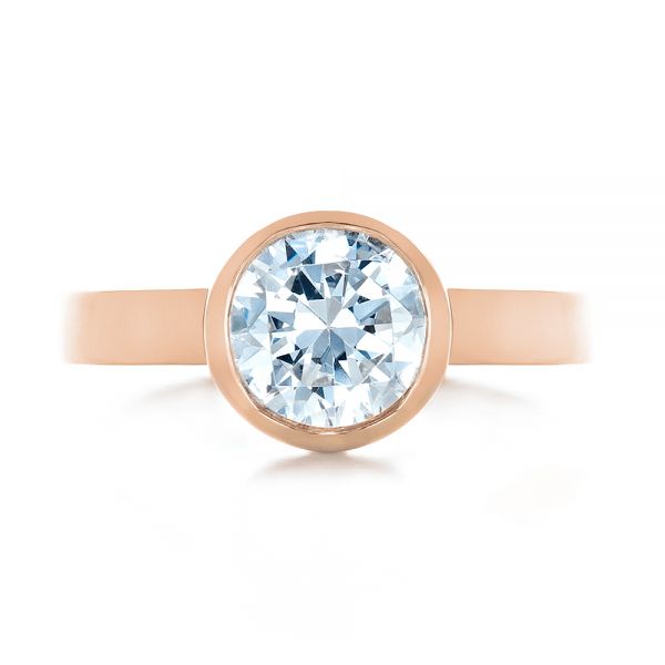14k Rose Gold 14k Rose Gold Custom Bezel Set Solitaire Diamond Engagement Ring - Top View -  1265