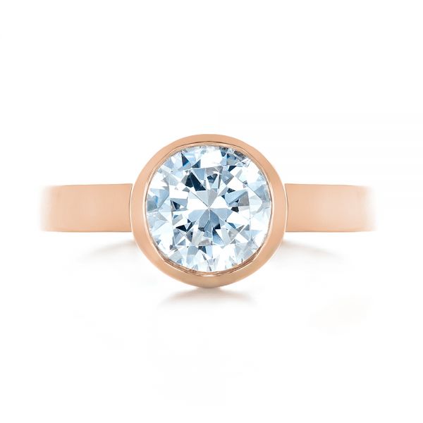 14k Rose Gold 14k Rose Gold Custom Bezel Set Solitaire Diamond Engagement Ring - Top View - 1265