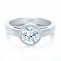 18k White Gold Custom Bezel Set Solitaire Diamond Engagement Ring - Flat View -  1265 - Thumbnail