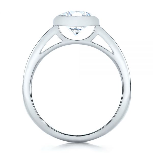 18k White Gold Custom Bezel Set Solitaire Diamond Engagement Ring - Front View -  1265