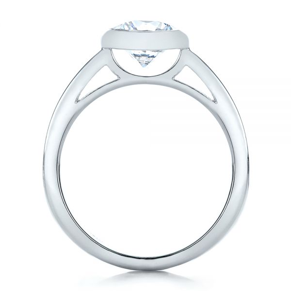 18k White Gold Custom Bezel Set Solitaire Diamond Engagement Ring - Front View - 1265