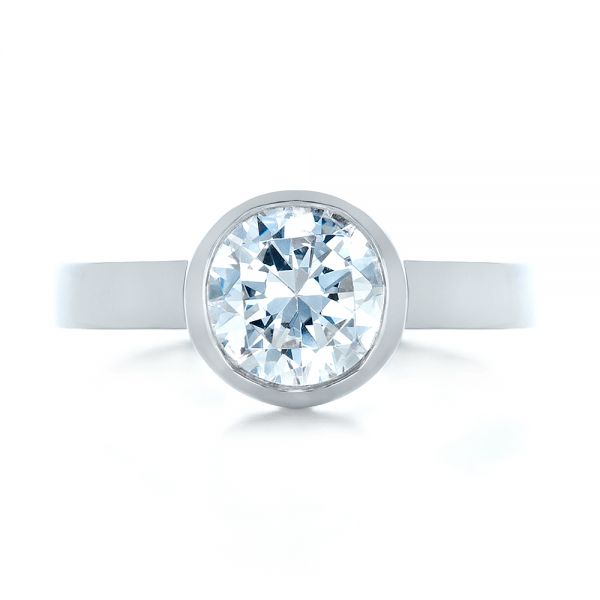 18k White Gold Custom Bezel Set Solitaire Diamond Engagement Ring - Top View - 1265