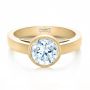 18k Yellow Gold 18k Yellow Gold Custom Bezel Set Solitaire Diamond Engagement Ring - Flat View -  1265 - Thumbnail
