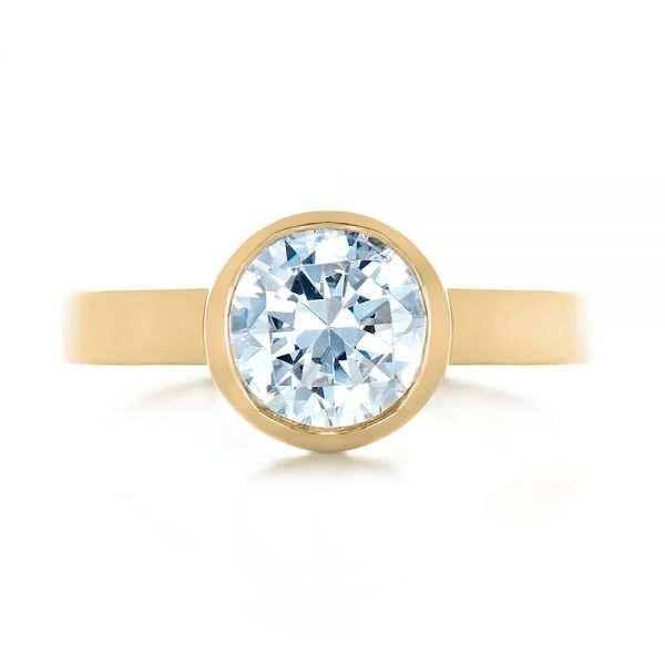 14k Yellow Gold 14k Yellow Gold Custom Bezel Set Solitaire Diamond Engagement Ring - Top View - 1265