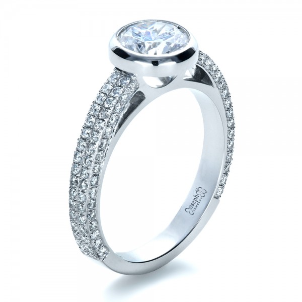 Pave bezel set engagement rings