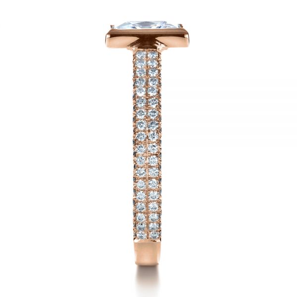 14k Rose Gold 14k Rose Gold Custom Bezel Set And Pave Diamond Engagement Ring - Side View - 1232