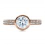 18k Rose Gold 18k Rose Gold Custom Bezel Set And Pave Diamond Engagement Ring - Top View -  1231 - Thumbnail