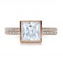 18k Rose Gold 18k Rose Gold Custom Bezel Set And Pave Diamond Engagement Ring - Top View -  1232 - Thumbnail