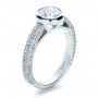 18k White Gold Custom Bezel Set And Pave Diamond Engagement Ring - Three-Quarter View -  1231 - Thumbnail