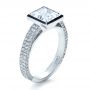 18k White Gold Custom Bezel Set And Pave Diamond Engagement Ring - Three-Quarter View -  1232 - Thumbnail