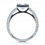 18k White Gold Custom Bezel Set And Pave Diamond Engagement Ring - Front View -  1232 - Thumbnail