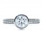 18k White Gold Custom Bezel Set And Pave Diamond Engagement Ring - Top View -  1231 - Thumbnail