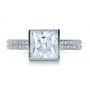 18k White Gold Custom Bezel Set And Pave Diamond Engagement Ring - Top View -  1232 - Thumbnail