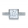 14k White Gold 14k White Gold Custom Bezel Set And Pave Diamond Engagement Ring - Top View -  1232 - Thumbnail