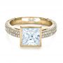 14k Yellow Gold 14k Yellow Gold Custom Bezel Set And Pave Diamond Engagement Ring - Flat View -  1232 - Thumbnail