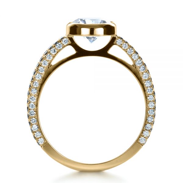 18k Yellow Gold 18k Yellow Gold Custom Bezel Set And Pave Diamond Engagement Ring - Front View -  1231