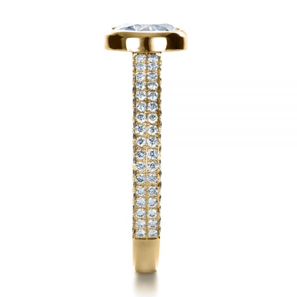 18k Yellow Gold 18k Yellow Gold Custom Bezel Set And Pave Diamond Engagement Ring - Side View -  1231