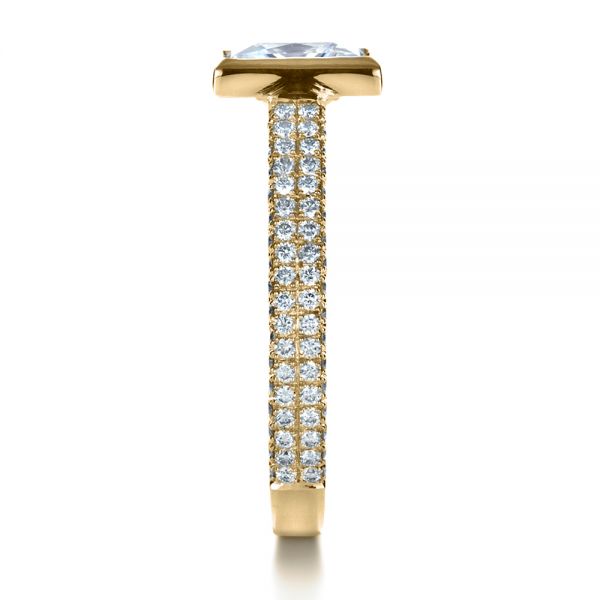 14k Yellow Gold 14k Yellow Gold Custom Bezel Set And Pave Diamond Engagement Ring - Side View - 1232
