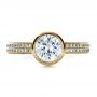 18k Yellow Gold 18k Yellow Gold Custom Bezel Set And Pave Diamond Engagement Ring - Top View -  1231 - Thumbnail