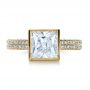 14k Yellow Gold 14k Yellow Gold Custom Bezel Set And Pave Diamond Engagement Ring - Top View -  1232 - Thumbnail