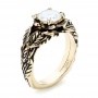  14K Gold Custom Black Antiqued Diamond Solitaire Engagement Ring - Three-Quarter View -  103386 - Thumbnail