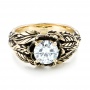  18K Gold 18K Gold Custom Black Antiqued Diamond Solitaire Engagement Ring - Flat View -  103386 - Thumbnail