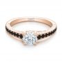 18k Rose Gold 18k Rose Gold Custom Black Diamond Engagement Ring - Flat View -  100665 - Thumbnail