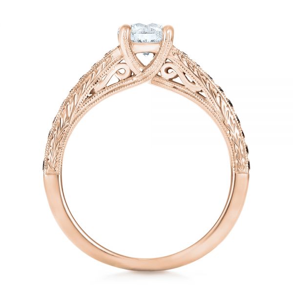 14k Rose Gold 14k Rose Gold Custom Black Diamond Engagement Ring - Front View -  100665
