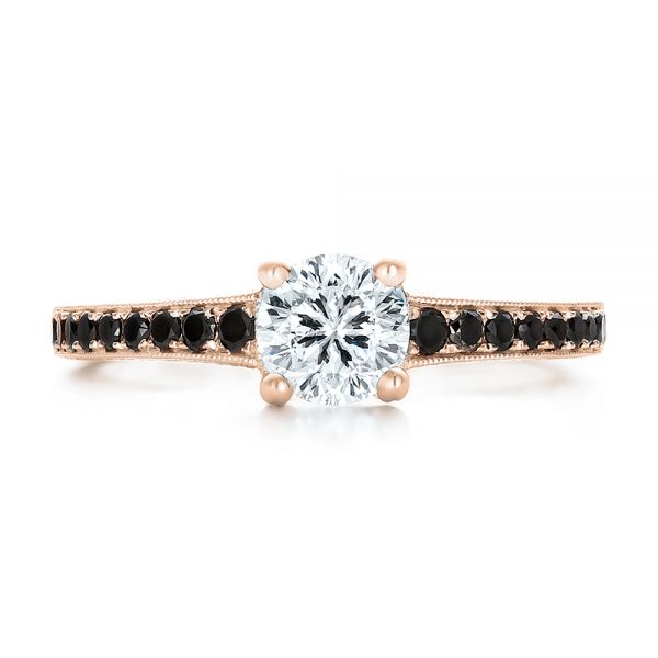 18k Rose Gold 18k Rose Gold Custom Black Diamond Engagement Ring - Top View -  100665