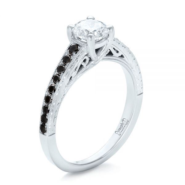 Custom Black Diamond Engagement Ring - Image