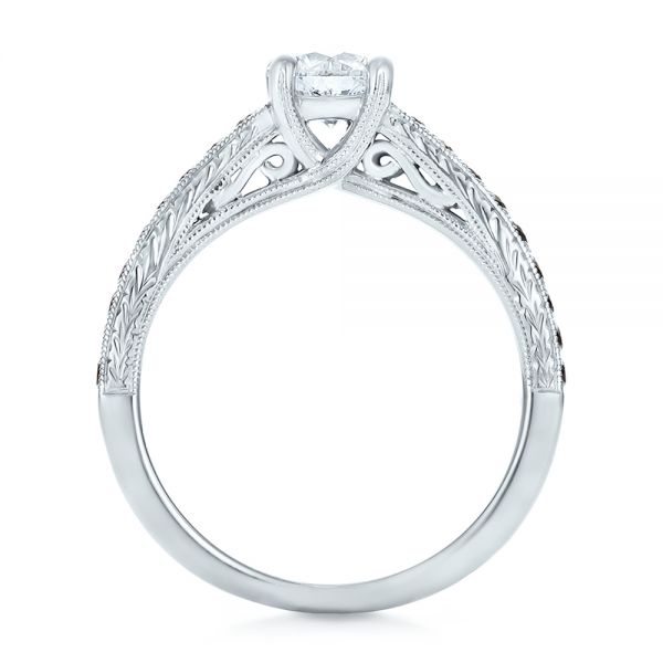 18k White Gold 18k White Gold Custom Black Diamond Engagement Ring - Front View -  100665