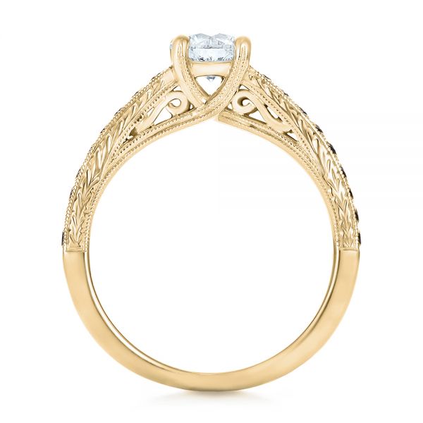 14k Yellow Gold 14k Yellow Gold Custom Black Diamond Engagement Ring - Front View - 100665