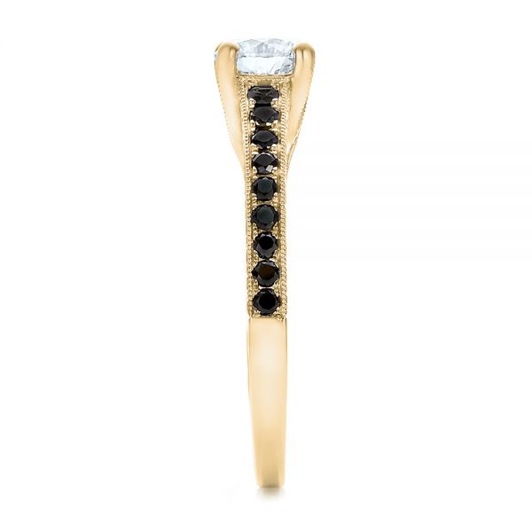 14k Yellow Gold 14k Yellow Gold Custom Black Diamond Engagement Ring - Side View - 100665