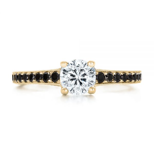 14k Yellow Gold 14k Yellow Gold Custom Black Diamond Engagement Ring - Top View - 100665