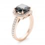 14k Rose Gold 14k Rose Gold Custom Black Diamond Halo Engagement Ring - Three-Quarter View -  102814 - Thumbnail