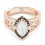 18k Rose Gold 18k Rose Gold Custom Black Diamond Halo Engagement Ring - Flat View -  102435 - Thumbnail