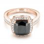 14k Rose Gold 14k Rose Gold Custom Black Diamond Halo Engagement Ring - Flat View -  102814 - Thumbnail