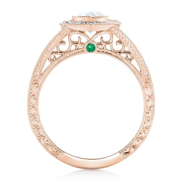 14k Rose Gold 14k Rose Gold Custom Black Diamond Halo Engagement Ring - Front View - 102435