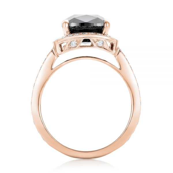 18k Rose Gold 18k Rose Gold Custom Black Diamond Halo Engagement Ring - Front View -  102814