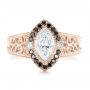 18k Rose Gold 18k Rose Gold Custom Black Diamond Halo Engagement Ring - Top View -  102435 - Thumbnail