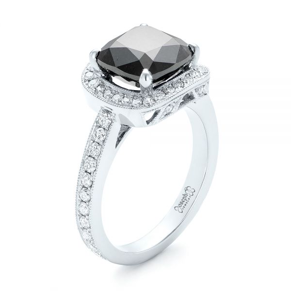 Custom Black Diamond Halo Engagement Ring 102814 Seattle Bellevue