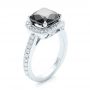 18k White Gold Custom Black Diamond Halo Engagement Ring - Three-Quarter View -  102814 - Thumbnail