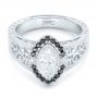 14k White Gold 14k White Gold Custom Black Diamond Halo Engagement Ring - Flat View -  102435 - Thumbnail