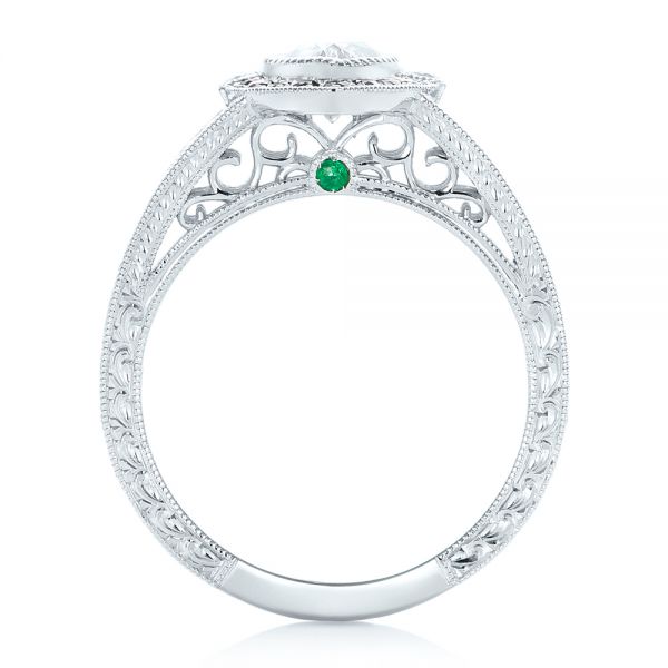  Platinum Custom Black Diamond Halo Engagement Ring - Front View -  102435