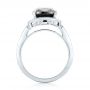 18k White Gold Custom Black Diamond Halo Engagement Ring - Front View -  102814 - Thumbnail
