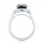 18k White Gold Custom Black Diamond Halo Engagement Ring - Front View -  102814 - Thumbnail