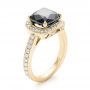 18k Yellow Gold 18k Yellow Gold Custom Black Diamond Halo Engagement Ring - Three-Quarter View -  102814 - Thumbnail